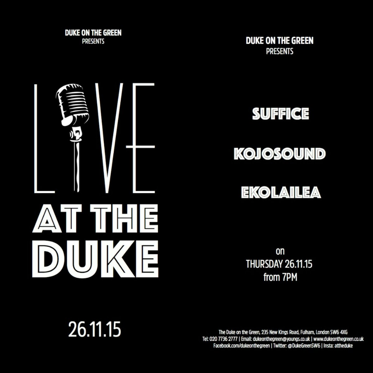 DukeGreenSW6's tweet photo. Don't forget to book your table for #Thanksgiving this Thursday! Plus we have #LiveAtTheDuke the same night https://t.co/xdpkxcgf83