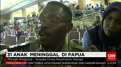 31 anak di Kab Nduga, Papua, meninggal — diduga akibat infeksi saluran pernapasan.