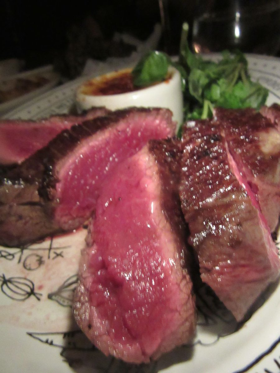 QualityEats on GreenwichAv does cheaper steaks like this flavorful (toughish) culotte on a plate tt makes you laff.