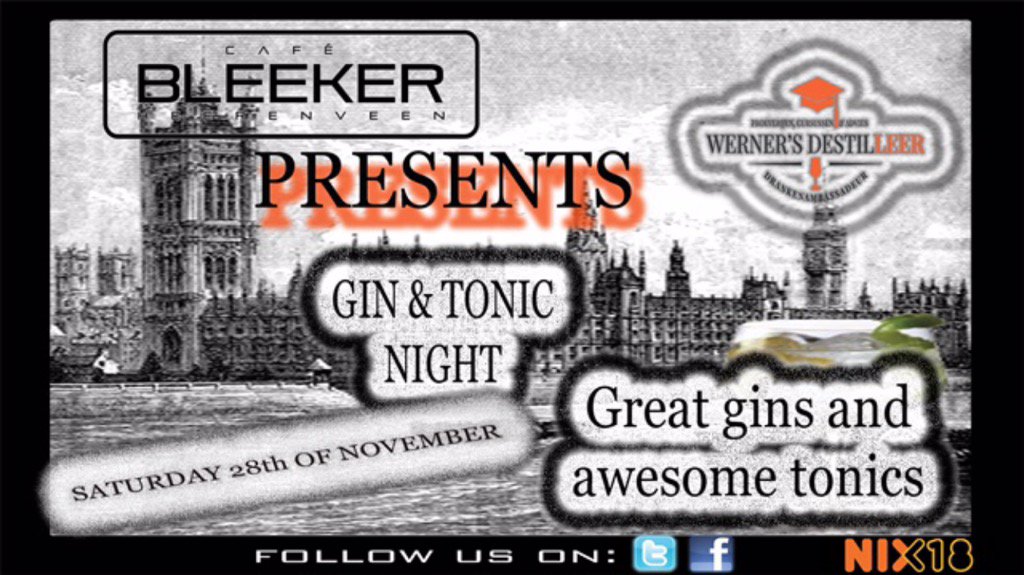 Droom je al van een heerlijke #G&amp;T ? Komende zaterdag bijzondere keus <a href="/CafeBleeker/">Cafe Bleeker</a>