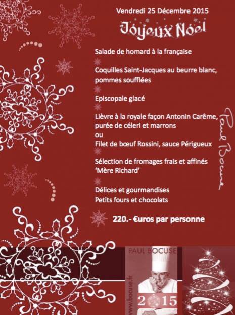 PaulBocuse's tweet photo. Nos Menus des fêtes 2015! Bon appétit! #bocuse #gastronomie #christmas2015 #newyear https://t.co/7mGbjcwegB