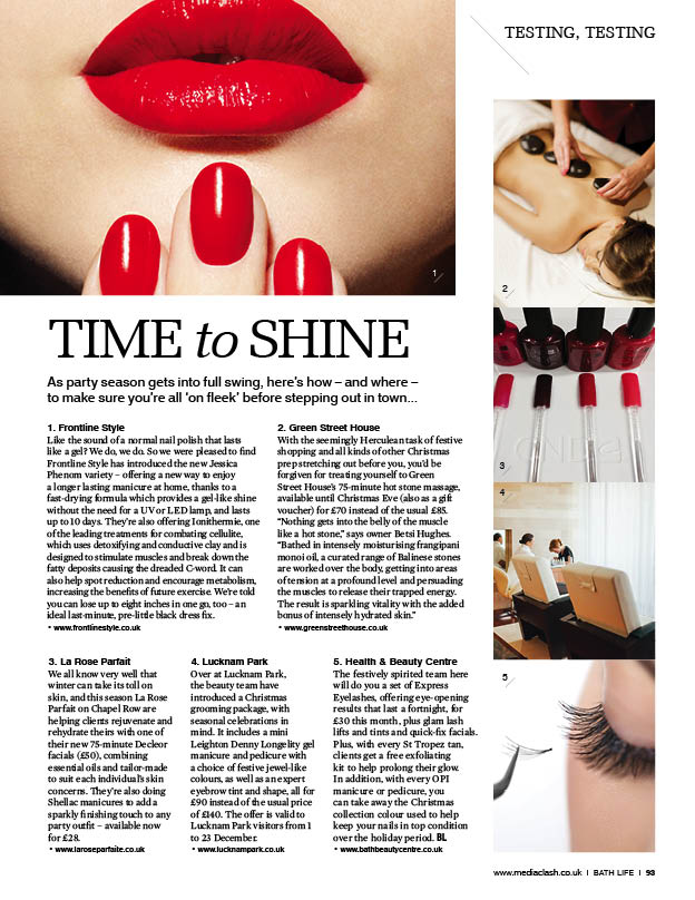 5 #beauty treats to try pre-Xmas party, p93 @greensthouse <a href="/LucknamPark/">Lucknam Park, Emblems Collection</a> <a href="/Roseparfaite/">LaRoseParfaite</a> <a href="/Frontlinestyle/">Frontlinestyle</a> <a href="/Bath_Beauty/">The H & B centre</a>