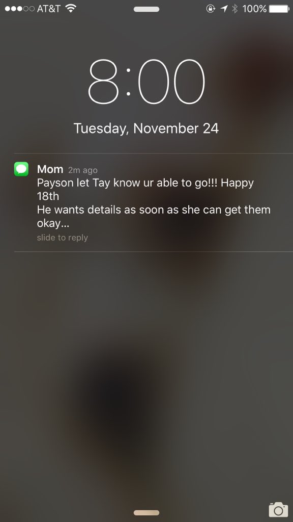 PaysonJoy's tweet photo. Thank you to Tay and my parents for getting me such an amazing 18th birthday present βΊοΈπ #backtoCT https://t.co/JvrlmYbslA