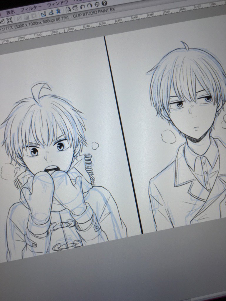 漫画の合間にヘッダー用も描いてる 