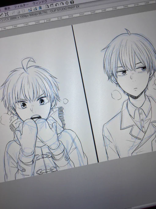 漫画の合間にヘッダー用も描いてる 