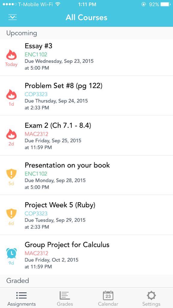 ucf_problems's tweet photo. The @SchoolflowHQ app is awesome. Login to webcourses &amp; it automatically organizes all of your classes in one place! https://t.co/ZYJptaMolL