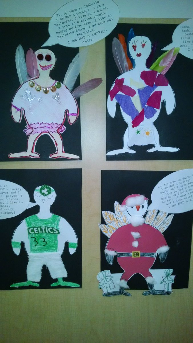 OwlsofVO_Malone's tweet photo. Our first graders made disguises for these turkeys to save them from #Thanksgiving dinner! https://t.co/A4hQu1Pdzc