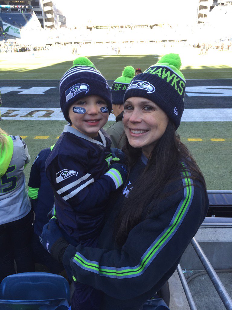 TrentonsDad's tweet photo. T had a blast celebrating his 4th bday at the @Seahawks game! In his words, it's @DangeRussWilson in real life!! https://t.co/DQKzXMHyVl