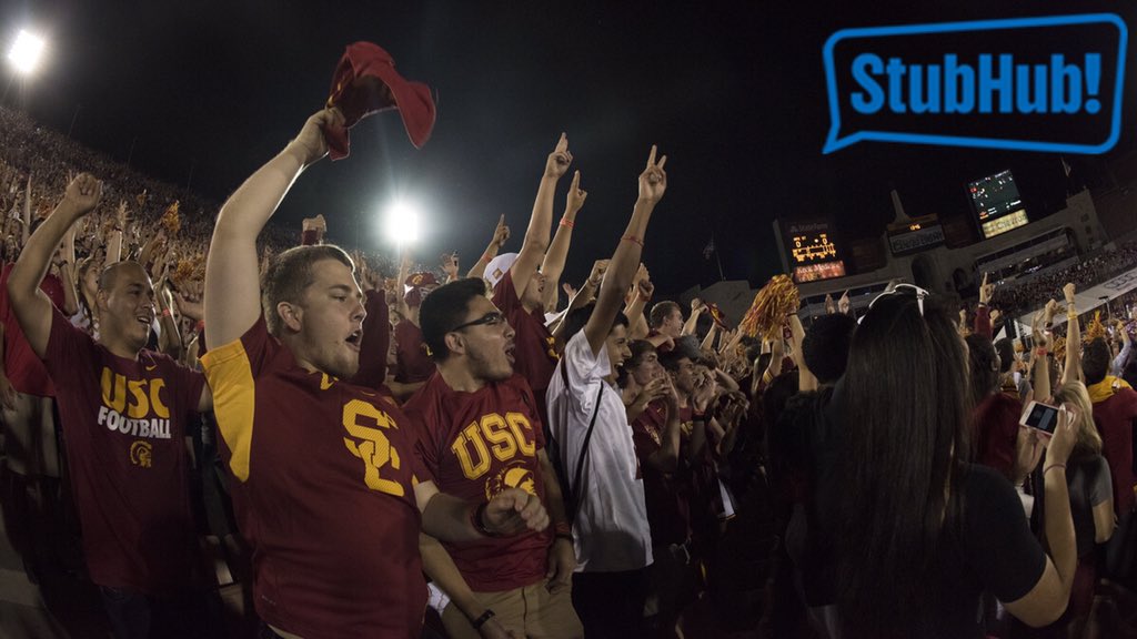 USC_Athletics's tweet photo. Time to #LetYourFanOut at the USC-UCLA game! RT to be entered to win a $100 @StubHub gift code. #FightOn https://t.co/pY2CS94ISQ