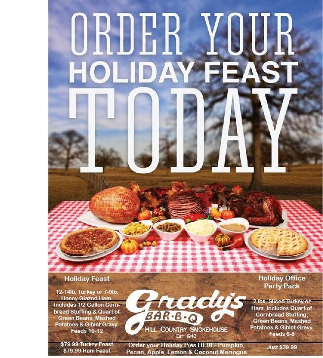 Gradys_BBQ's tweet photo. You still have time to order your Holiday Feast!!! #bbq #SanAntonio #gradysbbq #Thanksgiving https://t.co/KugW0WDw0z