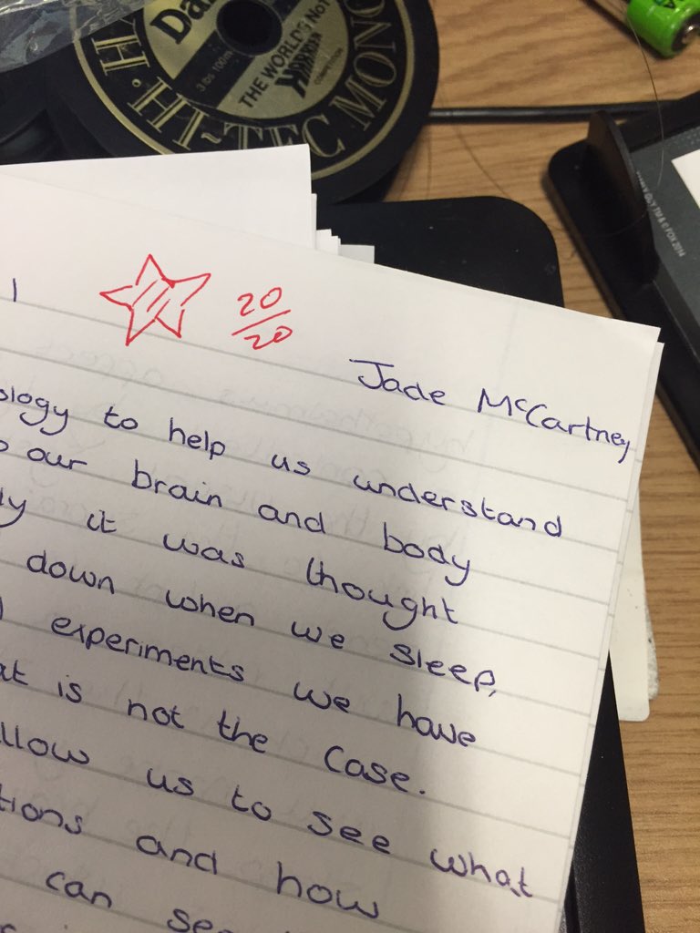 foracadpsych's tweet photo. Top marks for Jade McCartney in the first Sleep and Dreams test. Well done on a great piece of work #studyingworks https://t.co/MmmDipvR2G