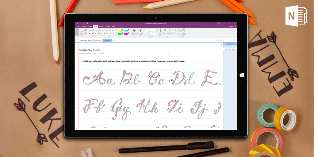 Microsoft Onenote On Twitter A Single Pen Can Upgrade Your Kids Table Get The Calligraphy Guide In Onenote Online S T Co 92rdcsofz4 S T Co 5guaepcvkj