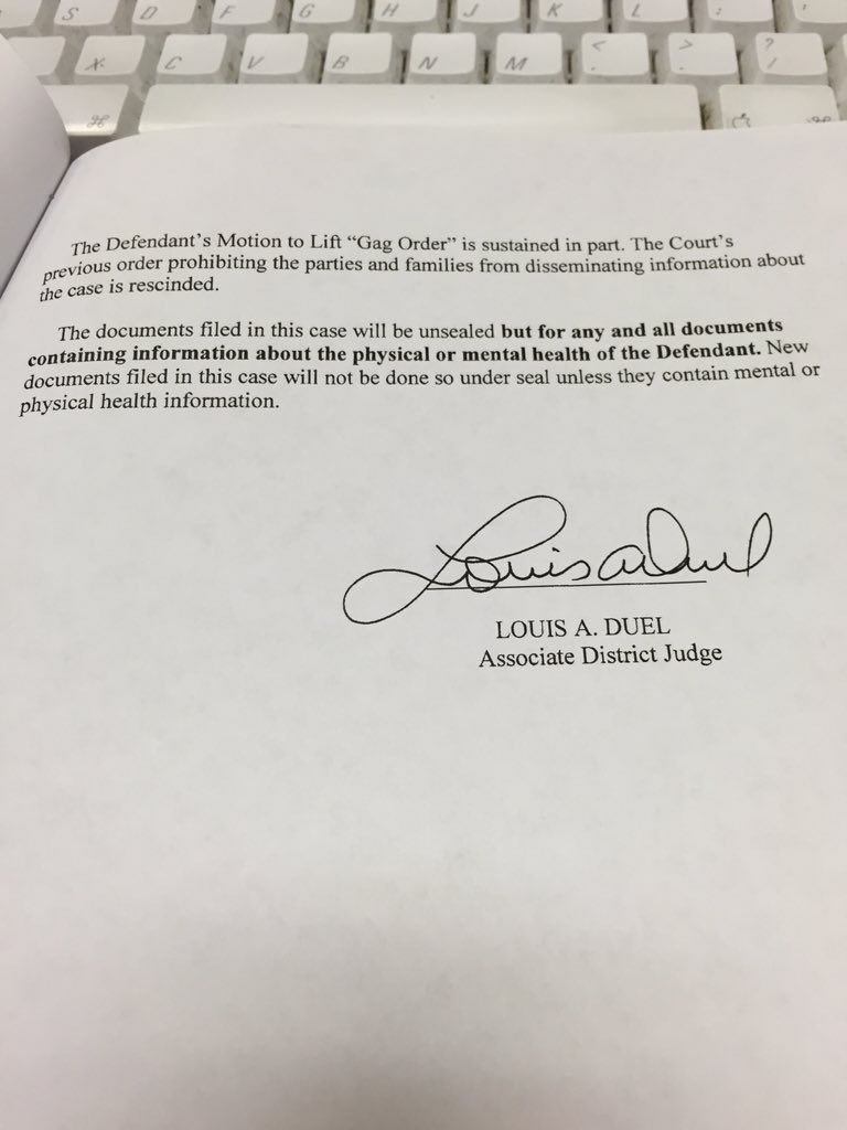 TcoleSNP's tweet photo. Gag order lifted in Adacia Chambers case in all areas except for documents pertaining to mental or physical health https://t.co/tr4FtGaEUq
