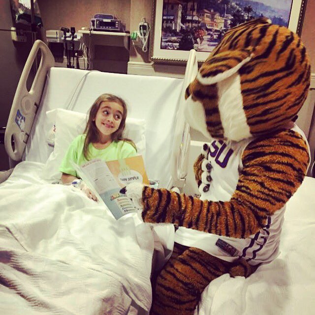 Mike had the privilege of visiting some big LSU fans yesterday at the Our Lady of the Lake Hospital! #GeauxTigers