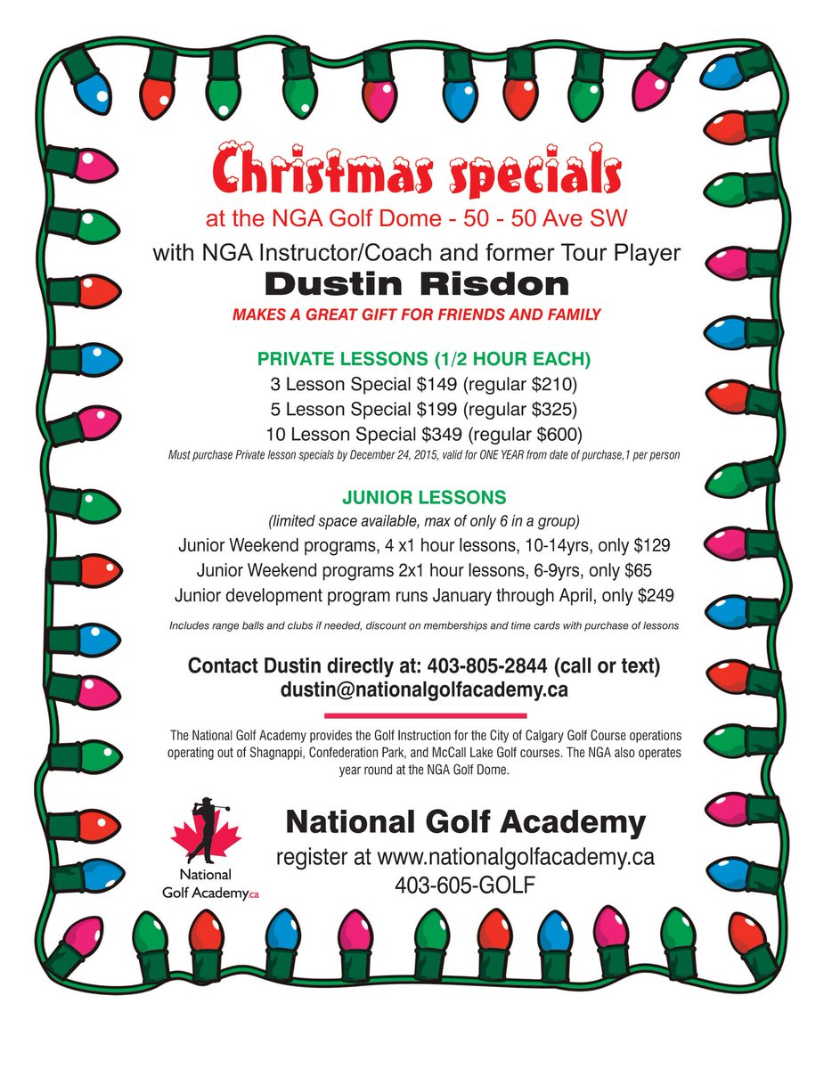 Need a #golf lesson? I'm teaching at @ngacalgary this winter - great Christmas rates for friends and family! #yyc