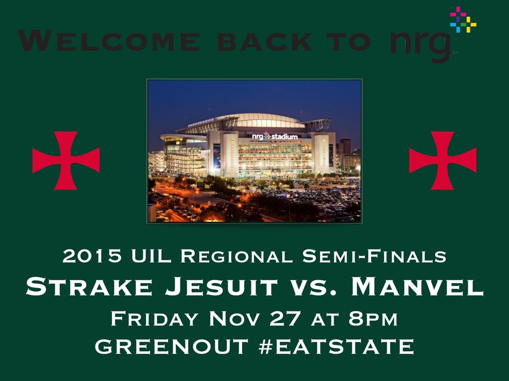 ignatian_nation's tweet photo. Jesuit football is back at NRG Stadium for the UIL Regional Semi-Finals!! Be there Friday to GREENOUT NRG #EATSTATE https://t.co/S35Wi3wKV3