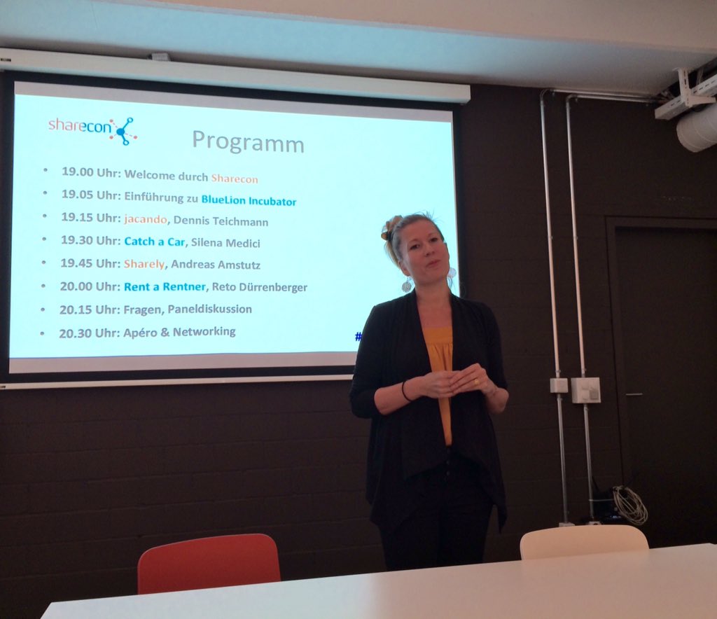 BlueLionZurich's tweet photo. Eva Lüthi of @sharecon_ch kicking off the Go2Market strategies event for sharing economy startups https://t.co/76hHrBPpHH