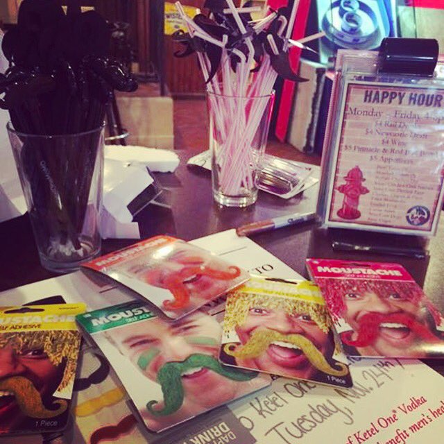 Movember mustachioed happy hour tonight! Come by for drink specials + swag. Mustache rides might cost ya.