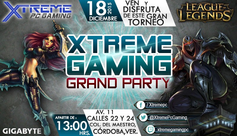 XtremePcGaming's tweet photo. Ven y disfruta del Torneo #XtremeGamingGrandParty, este próximo18 de diciembre. https://t.co/W2epluIUZo