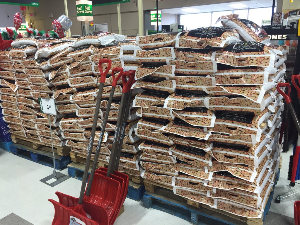 SobeysSackville's tweet photo. Stay warm. Get your wood pellets here. #snow https://t.co/1UmZEAmk5B