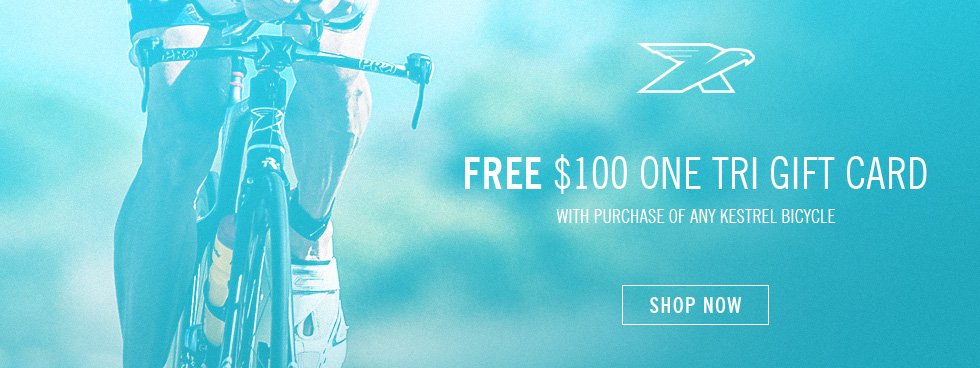 Get a $100 One Tri Gift Card when you buy any Kestrel bicycle now through Cyber Monday! onetri.com/kestrel-m-52.h…