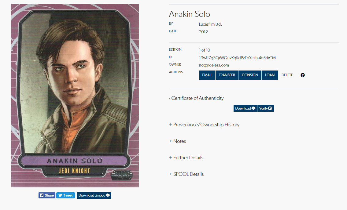 Collect and trade real #StarWars cards on the #Blockchain! bid.notpriceless.com