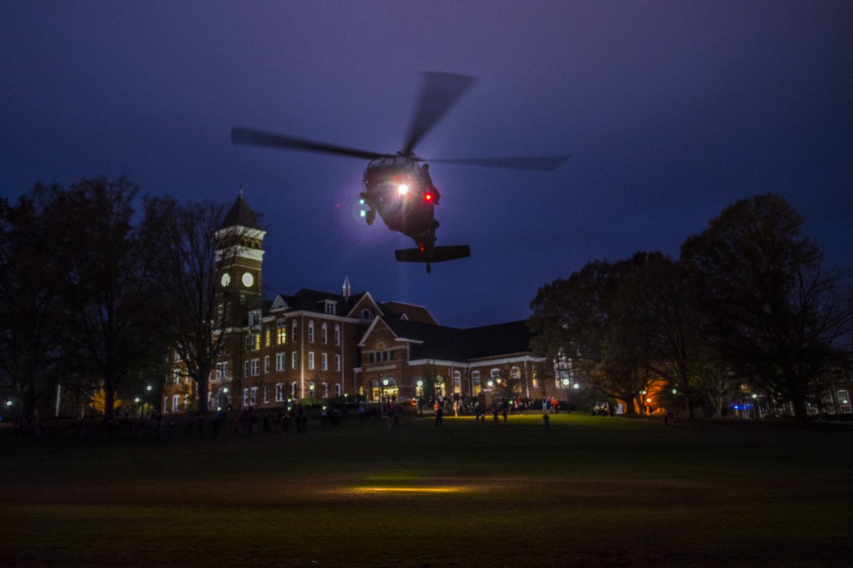 USArmy's tweet image. A @USNationalGuard helicopter crew departs @ClemsonUniv after Military Appreciation Day in Clemson, SC Nov 21 2015