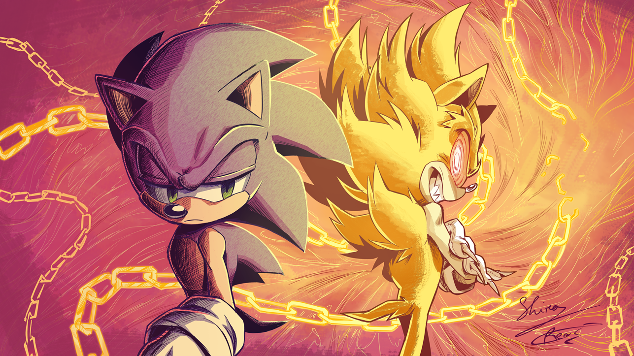 Shira on X: Sonic Fleetway Fan-art Wallpaper. Colors done by the amazing  @Ziggyfin !  / X