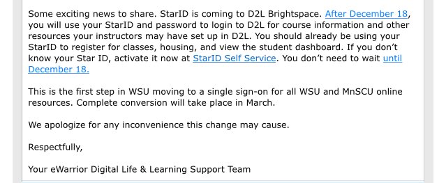 WSUproblemz's tweet photo. Oh....yay.. Super not exciting. Remembering your star ID is a #WSUproblem https://t.co/EKvLsIZbZP