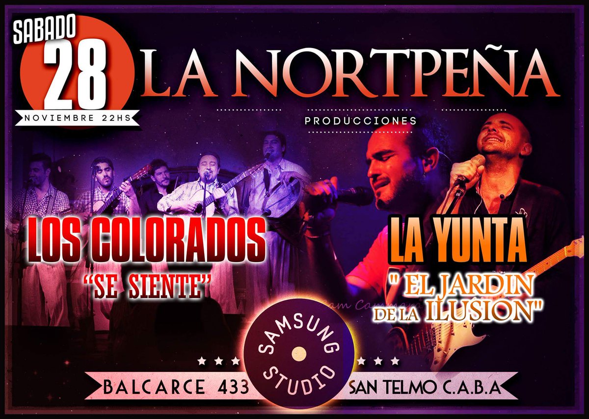 Samsung Studio (@samsungstudio) on Twitter photo El folclore criollo copa este sábado al <a href="/SamsungStudio/">Samsung Studio</a>, con los shows de dos bandas: La Yunta y Los Colorados! El folclore criollo copa este sábado al <a href="/SamsungStudio/">Samsung Studio</a>, con los shows de dos bandas: La Yunta y Los Colorados!