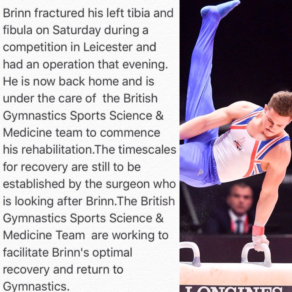BritGymnastics's tweet photo. Quick update on @brinnbevan and his recovery from injury. Everyone's wishing you all the best Brinn! ❤️💪🇬🇧 https://t.co/8vCw6B6bCE