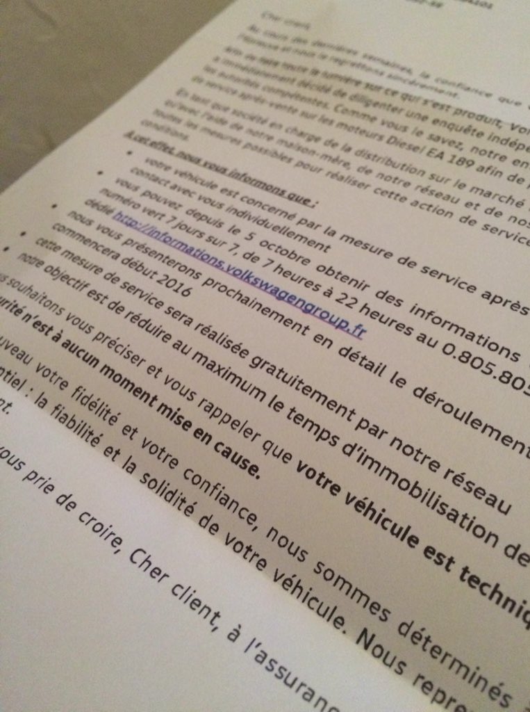 #Volkswagen j'espère bien que vous allez réparer gratuitement vos mensonges... Voire me dédommager non ?