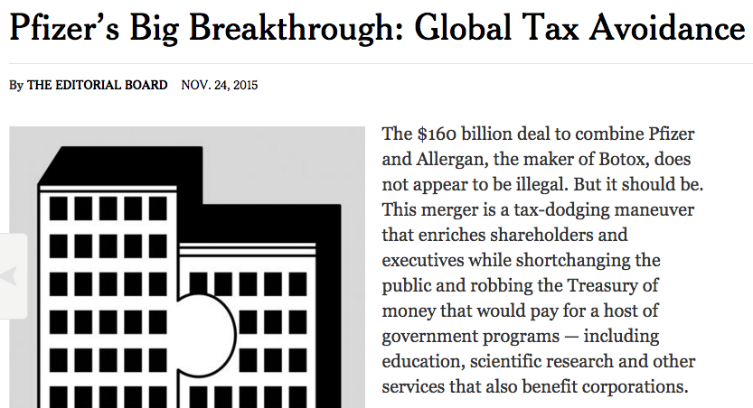 FACTCoalition's tweet photo. Editorial in @NYTimes citing FACT: "@Pfizer’s Big Breakthrough: Global Tax Avoidance" https://t.co/a0IG54wKy5 #Tax https://t.co/SVeowErKym