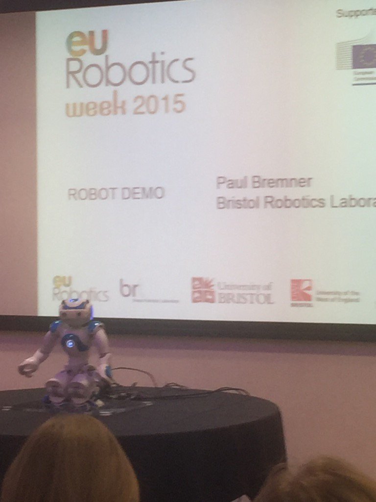 AdrianaHamacher's tweet photo. Dr Paul Bremner's #Nao robot avatar at #ERW15 https://t.co/4fYcIwhyRs