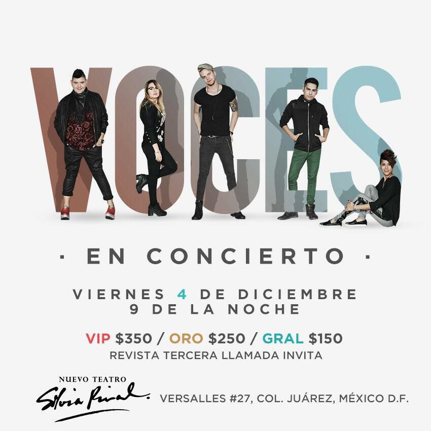 Voces #enconcierto <a href="/PinalTeatro/">Teatro Silvia pinal</a> 4 de diciembre