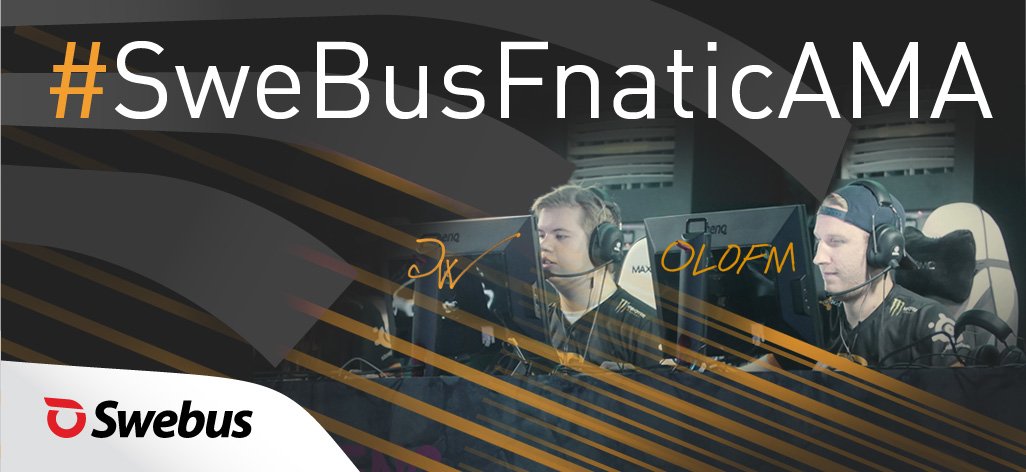 FNATIC's tweet photo. Submit your questions for @jwCSGO &amp; @olofmCS using #SweBusFnaticAMA and they'll answer it at #DHW15 on a @Swebus! https://t.co/AXiyQB3vWG