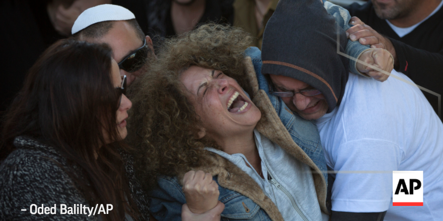 AviMayer's tweet photo. There are no words: Mother of 18-year-old Israeli soldier Ziv Mizrahi during his funeral today in Jerusalem. (@AP) https://t.co/DJey09jprV