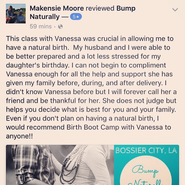 BumpNaturally's tweet image. Well this made my day 💙 I absolutely love teaching @birthbootcamp! #BossierCity #Shreveport #NaturalBirth
