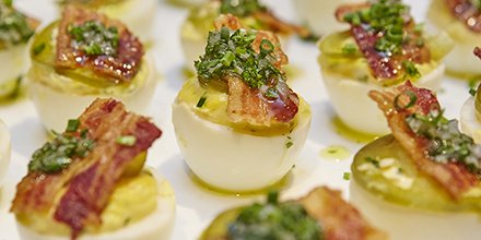 #BeardHouse recipe: <a href="/ChefPuccio/">Jennifer Puccio</a>’s Smoked Deviled Eggs w. Bacon + Pickled Jalapeños bit.ly/1I8wWiU