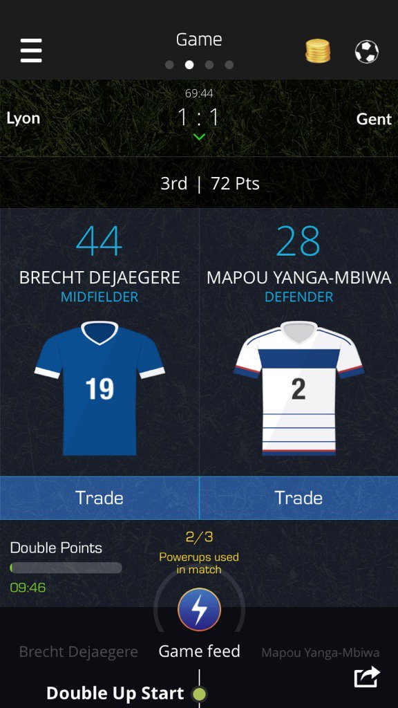 SamLeake's tweet image. Just used my Double Up on Brecht Dejaegere on @ultimatefanlive for #TeamOL vs #Gent  bnc.lt/m/IuTLmFvJ1m