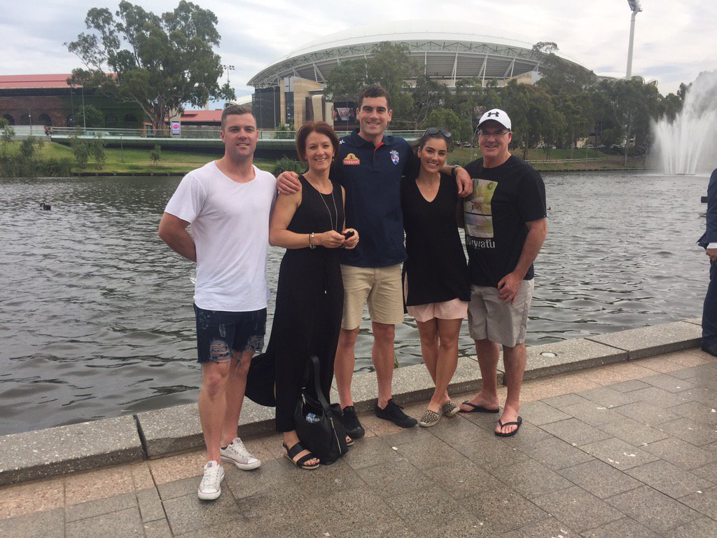 Draftee <a href="/kierancollo19/">Kieran Collins</a> celebrates with his family. Red, white and blue suits him, don't you think? #bemorebulldog