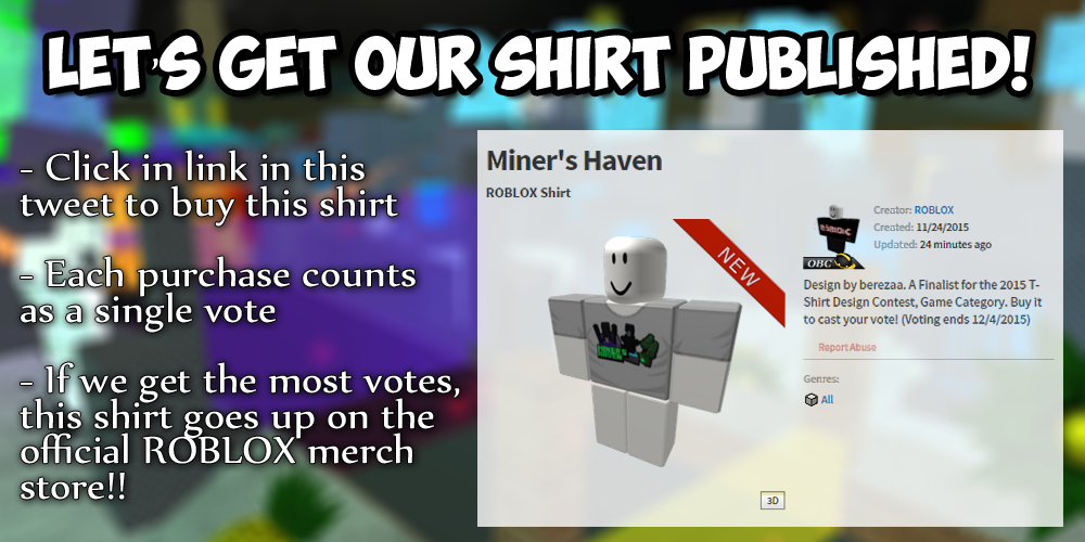 Andrew Bereza On Twitter A Vote For Miner S Haven Is A Vote For A Good Future Help Us Win Https T Co Djgvcu5so8 Retweet Spread The Word Https T Co Fufyauuh7w - andrew bereza on twitter when we presented our game to roblox