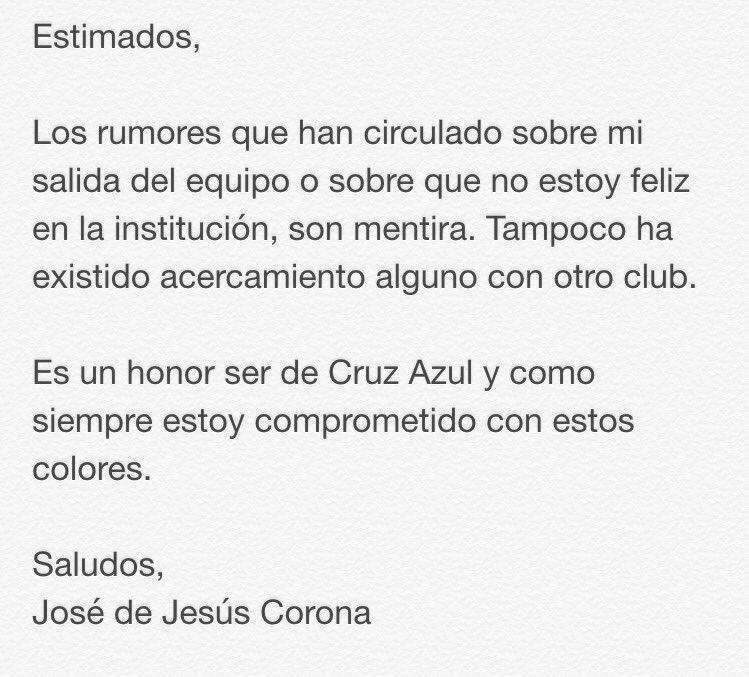 jesuscorona01's tweet photo. Sobre mi futuro en @Cruz_Azul_FC : https://t.co/1BVaCZqKdl