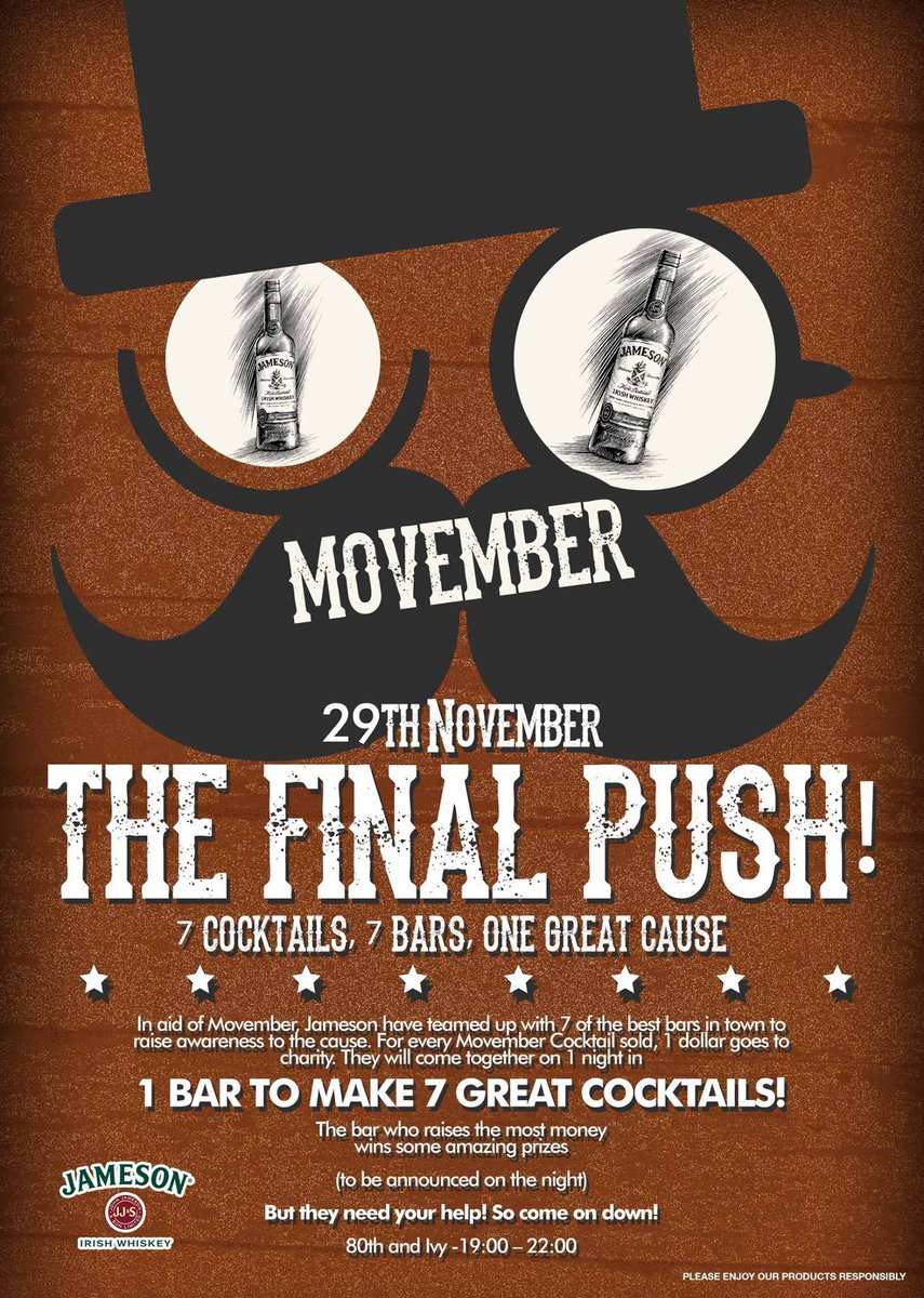End #Movember w/ a fundraiser cocktail competition! 7 hi-end bars taking over <a href="/80thandIvy/">80th & Ivy</a> tonight 7-10pm <a href="/YYCdrinks/">#YYCdrinks</a>