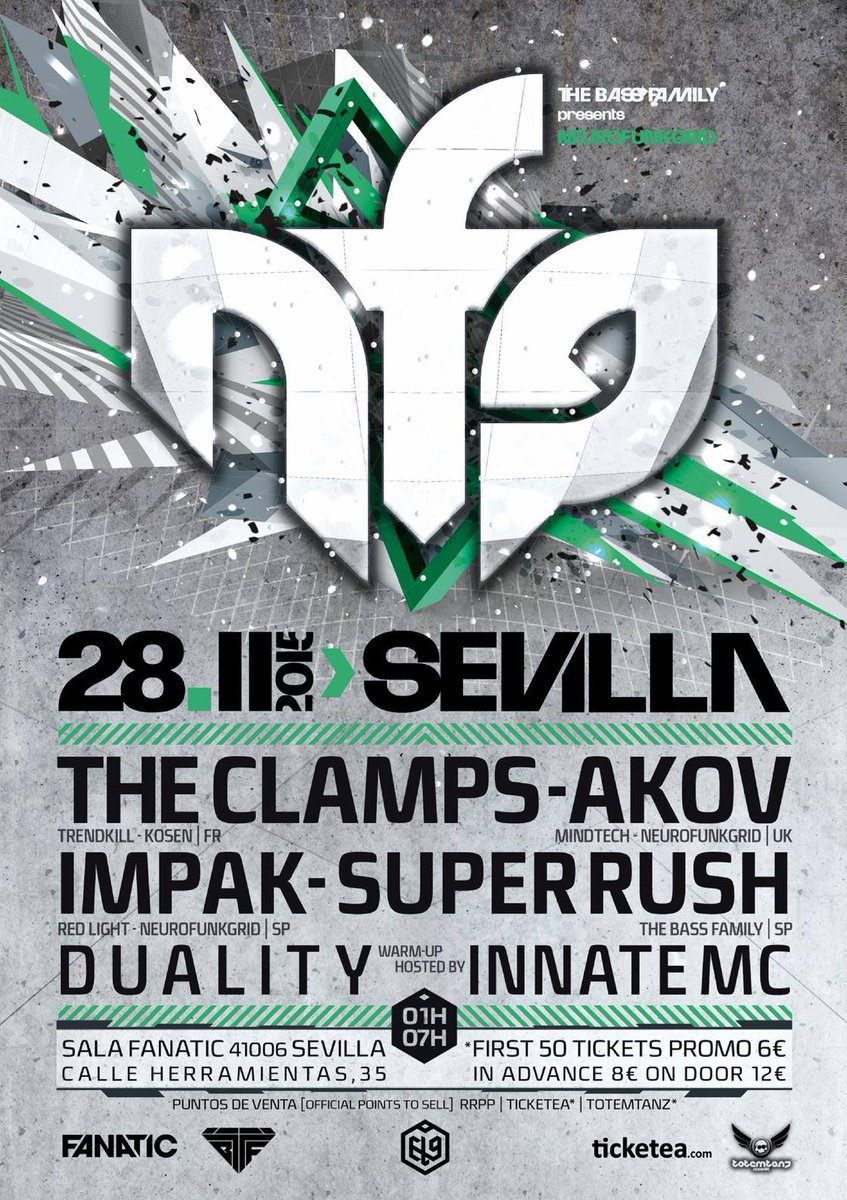 Este 28  DE NOVIEMBRE , The bass family presenta : NEUROFUNKGRIP en SALA FANATIC 8€ ANTICIPADA  y 10€ en puerta