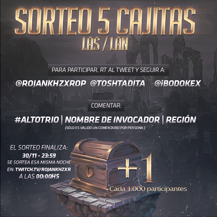 Rojankhzxr's tweet photo. SORTEO: RT + FOLLOW A @RojankhzxrOP , @Tosthadita y @iBodoKeX 

Info en la imagen!

30-11 en https://t.co/orPYi098XJ https://t.co/72vbbTMJQv