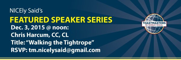 ToastofNY's tweet photo. Dec 3> @ChrisHarcum will share tips learned from the Flying Wallenda family and how to apply them to public speaking https://t.co/BBkRyLr7sL