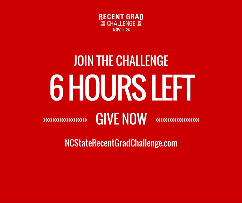 Hurry, give now! ncstaterecentgradchallenge.com #NCStateisalwayshome