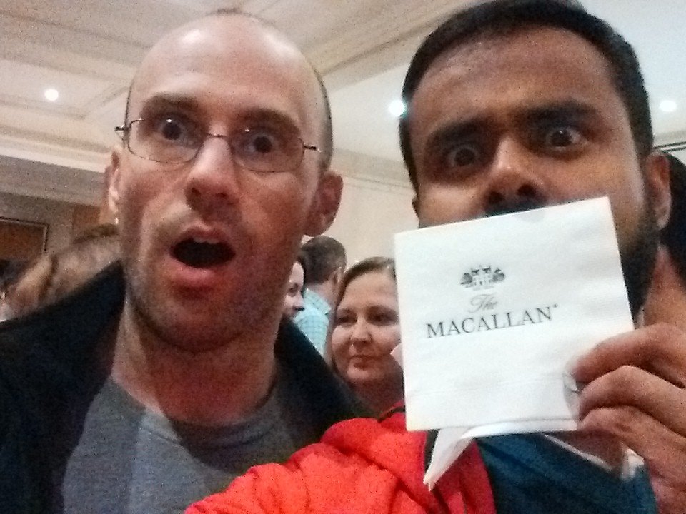 omutukuda's tweet photo. Two under-dressed dudes at the Macallan scotch tasting. Under-dressed but plenty man https://t.co/fK2dgdgjFF
