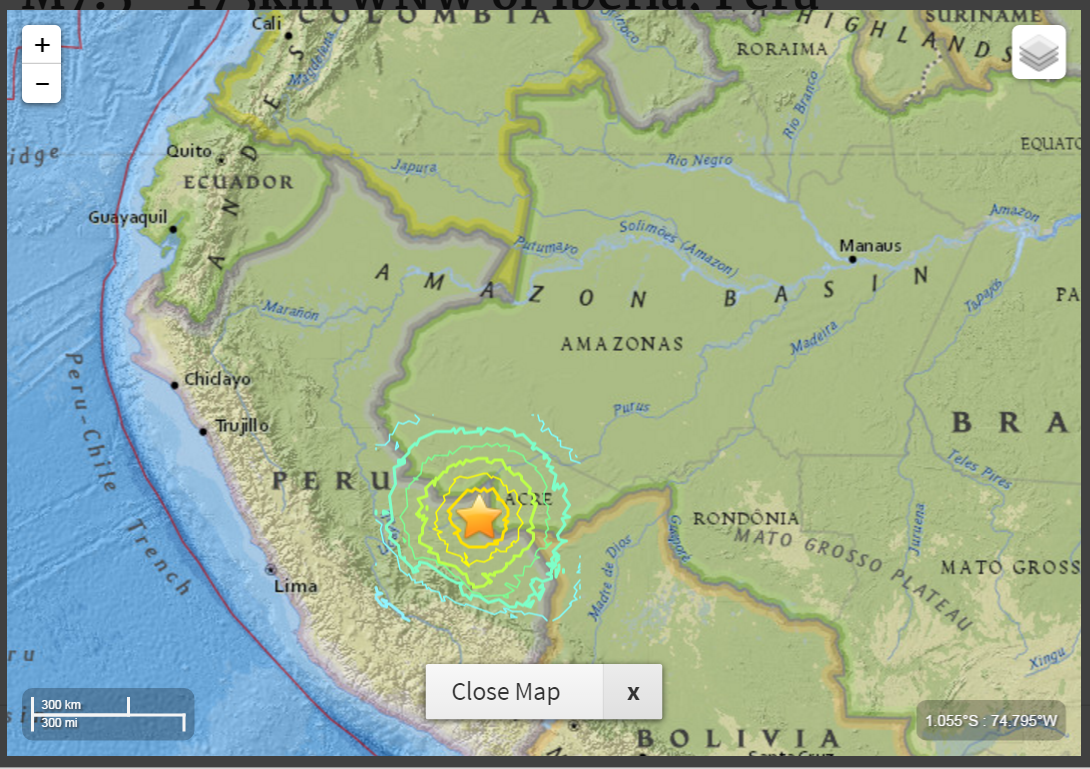 Terremoto M7,5 tra Perù e Brasile, sentito in Ecuador e Colombia